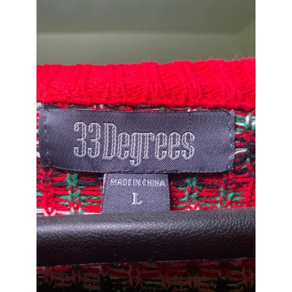 Ugly Christmas Sweater Reindeer Adults Lg Cotton Green/Red Festive Design Pocket - Picture 5 of 7